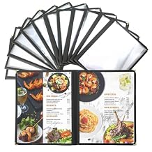 12 Pack Menu Covers 8.5 x 11 Inch, 2 Page Restaurant Menu Holders, Double Stitched Menu Sleeves for Restaurant, Cafe, Bar