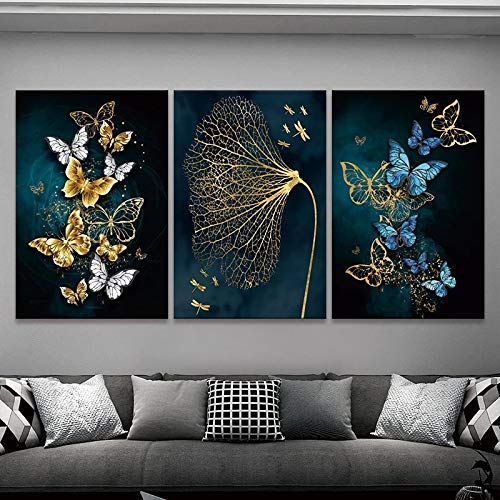 Affiches minimalistes papillon bleu pour habiller un grand mur de salon vide