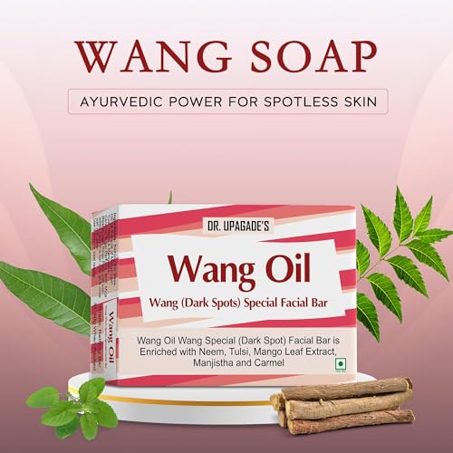 Image of DR UPAGADE'S Wang Oil Special Ayurvedic Neem Soap 50g, Facial & Body Soap with Tulsi & Manjistha for Dark Spot Removal, Pigmentation, Tan & Dullness, Handmade Soap for Men & Women (Pack of 4)