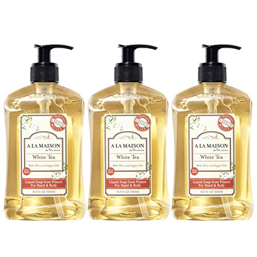 A La Maison de Provence Liquid Hand Soap | White Tea Scent | French Milled Moisturizing Natural Hand Soap | in 16.9 oz. Pump Bottles | (3 Pack)