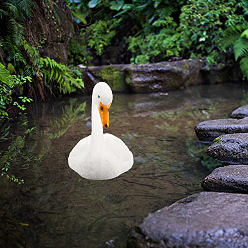 Yardwe Realistic Swan Figurine Simulation Swan Statue Pond Floating Swan Decoration Lifelike Goose Sculpture For Home Yard Park Patio Zoo #TOP2
