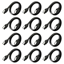 12-Pack SATA III Cable SATA III 6.0 Gbps Data Cable Straight Black with Locking Latch 16 Inches SATA Cable Pack for HDDSSDCD and DVD Drives