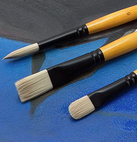 Creative Mark Artist Paint Brush Set - Mimik Hog Synthethic Bristle Long Handle Paintbrush - Assorted Sizes - Try Me Pack - 4 Pieces #TOP5