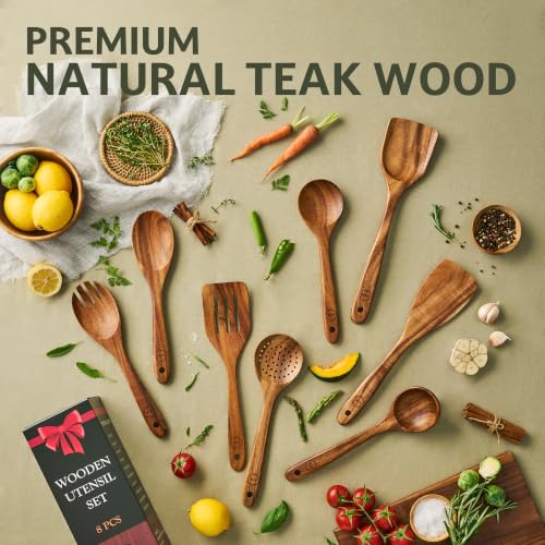 SOOMGYEOL SEOM 8-Piece Teak Wood Cooking Utensil Set by SOOMGYEOL SEOM - Image 2