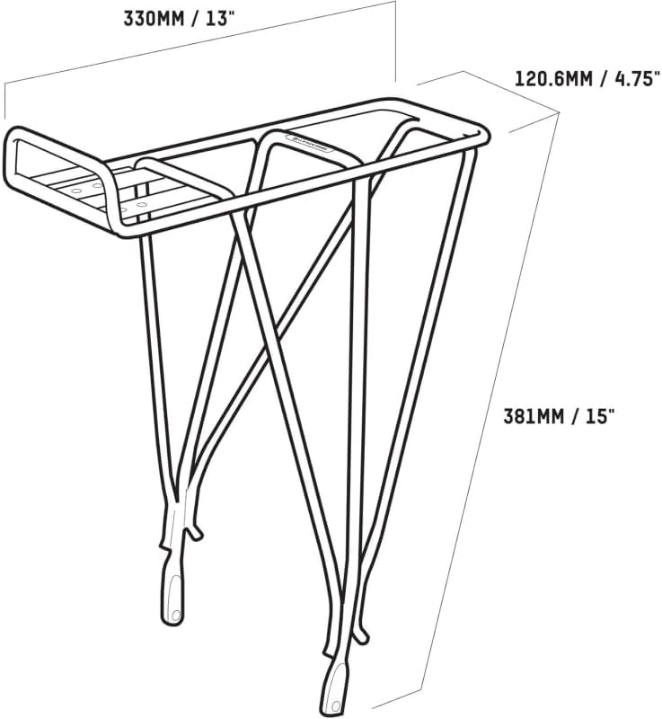 Close-up view of the lower mounting points of the Blackburn EX-1 Disc Rear Rack, showing the attachment eyelets.