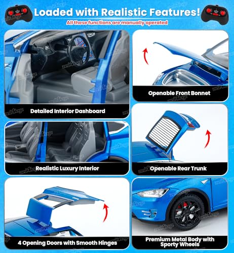 Image of Zest 4 Toyz Remote Control Car Toy for Kids Adults | Collectible 1:22 Realistic Interiors Die Cast Metal Car | Mist Spray Action High Speed 35+ft Range 2.4GHz Remote Rechargeable RC Car Birthday Gift