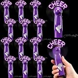 Zhengmy 12 mini fan viola Cheer Team con LED portatile portatile sfuso, regalo per cheerleader, piccolo ventilatore alimentato a batteria con cordino per il giorno del gioco, batteria non inclusa