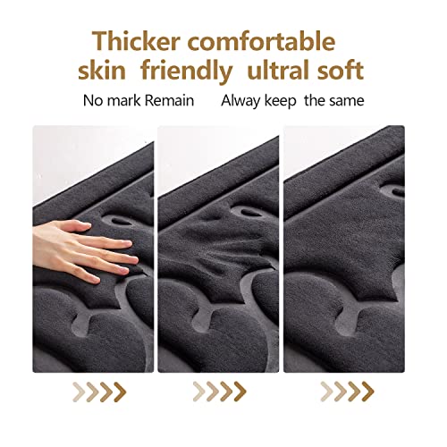 Memory Foam Gray Bath Mat Velvet Bathroom Rug Carpet Non Slip Bath Rugs 16"X24" Absorbent Soft Fleece Bath Rug Machine Wash For Bathroom,Bedroom, Living Room (16"*24", W-Black) #TOP3