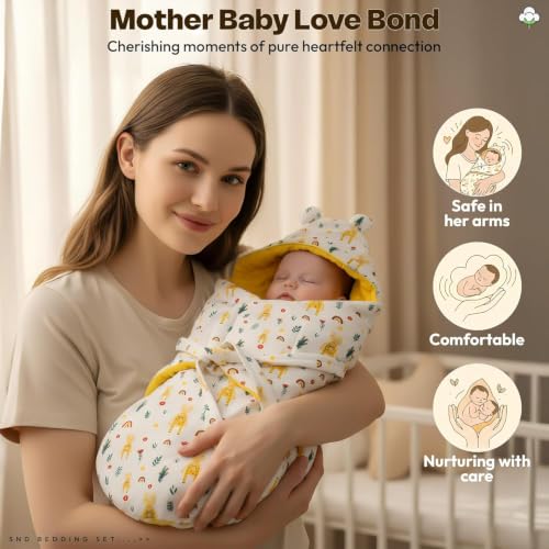 Image of StarAndDaisy Swaddle for New Born Baby, Baby Sleeping Bag, Swaddle Cloth Or Muslin Swaddle Wrap for New Born Baby 0-9 Months, (Boys & Girls)