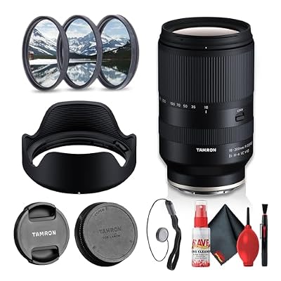 Tamron 18-300mm F3.5-6.3 Di III-A VC VXD All-in-One Zoom Lens for Sony E APS-C Mirrorless Cameras, Image Stabilization, Fast Autofocus for Travel + Lens Filter Kit + Cap Keeper (4pc Bundle)