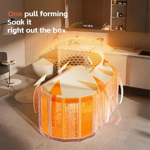 Image of Lexara Portable Folding Bathtub for Bathroom - Large Freestanding Soaking Tub with Thick Insulated, Ice & Hot Spa Tub, Collapsible Cold Plunge Therapy, Muscle Recovery Tub (Large Biege Bathtub)