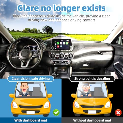 Image of Dash Cover Mat Compatible with Nissan Sentra 2020-2026 Non-Slip Dashboard Cover Mat Sunshade UV Rays Protector Interior Accessories