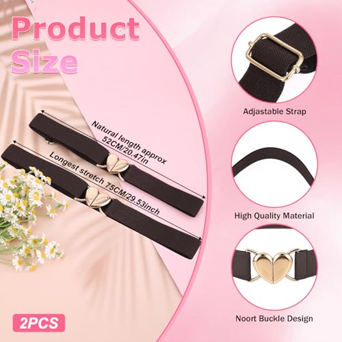 Molain 2 Pcs Kids Elastic Belt for Girls Waist Size 15-30", Adjustable Toddler Heart Buckle Stretch Belts for Boys Girls2