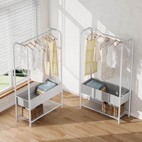 SINGAYE Clothes Garment Coat Rack Drying Clothing Racks Metal Freestanding for Hanging Clothes Portable Closet for Laundry Bedroom White thumbnail 9