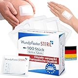 Wundpflaster steril 5x7,2 cm – 100 Stück einzeln verpackt | Selbstklebender Wundverband mit saugfähiger Wundauflage | Pflaster atmungsaktiv & hautfreundlich