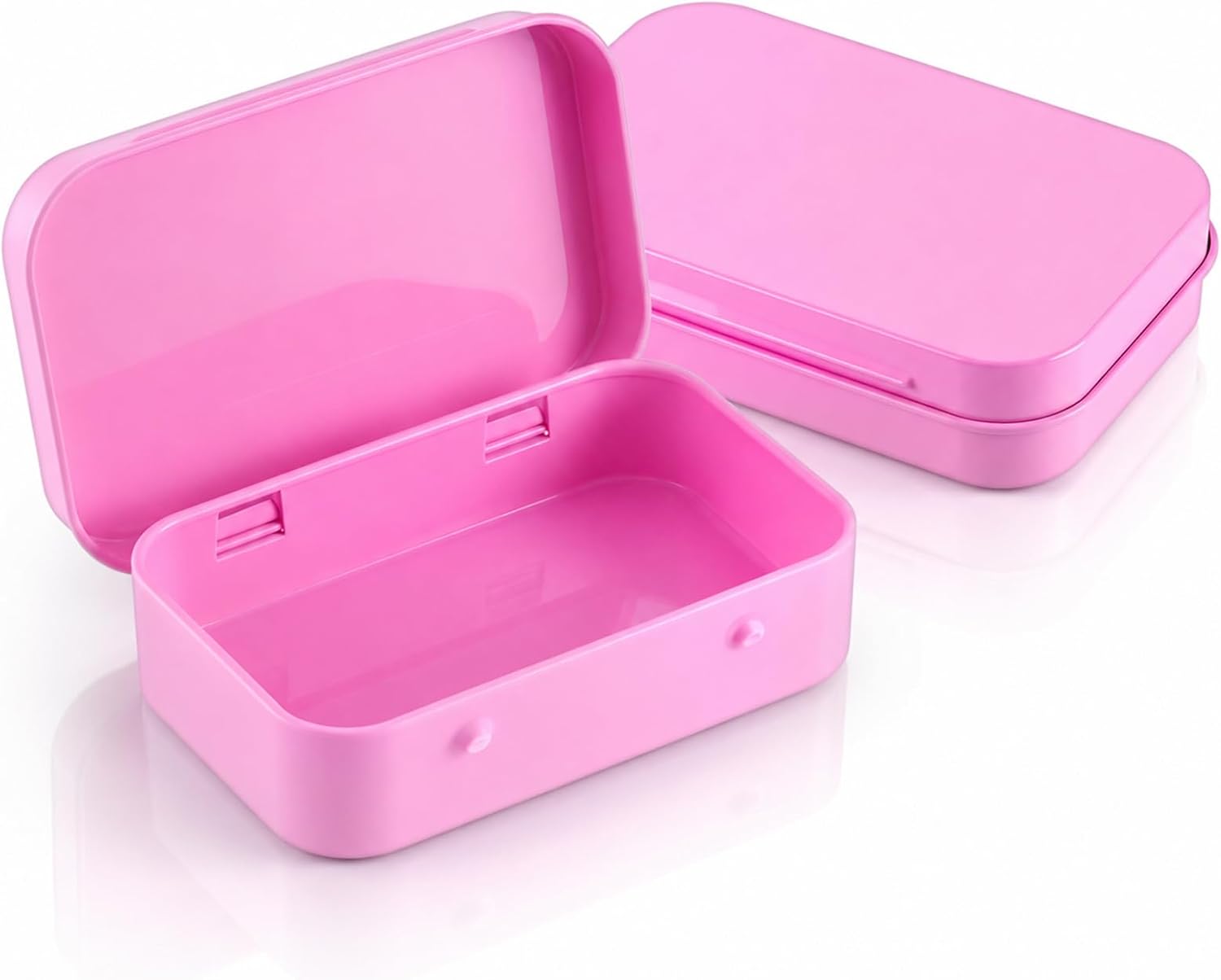 2pcs Metal Tin Box,3.7x2.4x0.8 Rectangular Hinged Tins Box with Lid