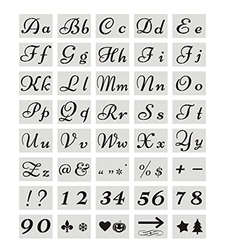 80 Designs Letter Stencils for Painting on Wood, 40pcs 5x8 inch Alphabet Numbers Template Set with Calligraphy Font Upper and Lowercase Letters for DIY Writing Wall/Signage/Drawing/Decorate Fabric