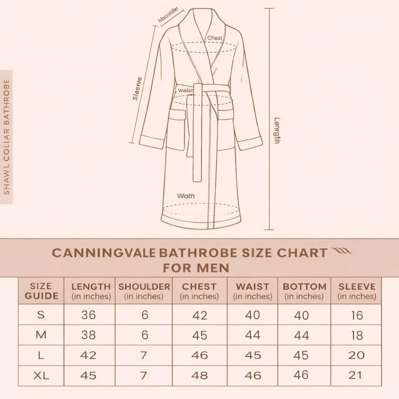 RANGOLI 100% Cotton Men Knee-Length Bathrobe with Full Sleeves & Pocket, 550 GSM for Extra Absorbent Terry Fabric in Rope Tie Closure (Grey-L) | Canningvale Collection 3