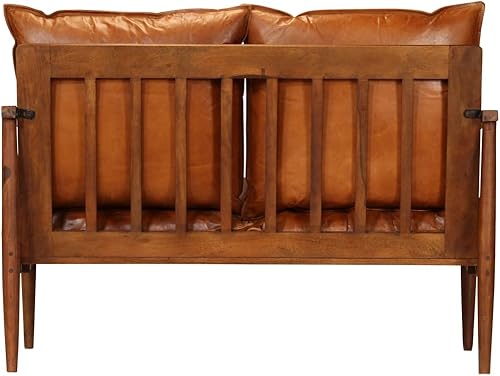 Miniatura 7 de Sofá de 2 plazas de cuero real con madera de acacia, sofá cómodo, sofá VIP, sofá de vestíbulo, sofá de recepción, sofá moderno, sofá club, para sala