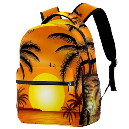 Sac à dos d'école anti-charge lourde coucher de soleil palmiers filles