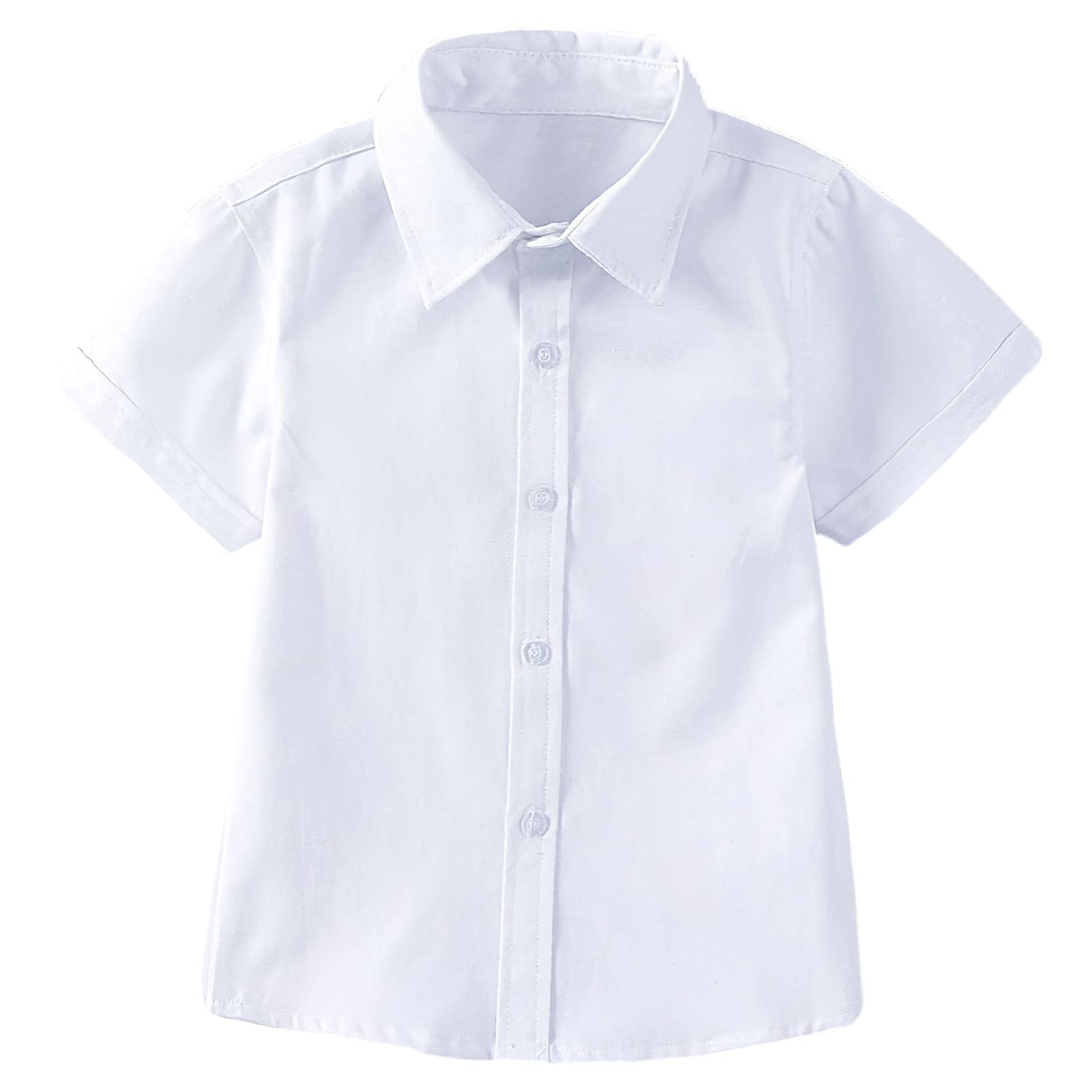 Garçons Manche Courtes Chemise Habillée Bouton Down L'école Uniforme Hauts Vêtements avec Cravate et Nœud Papillon