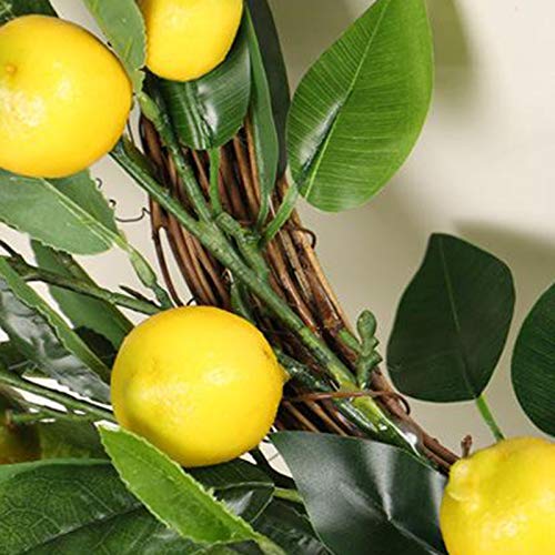 CUTICATE Artificial Wreath Fruit Front Door Simulation Lemon Steel Rattan Ring Green Leaves Garland for Party Holiday Wedding Roof Dining Table Decoration - Thumbnail 4