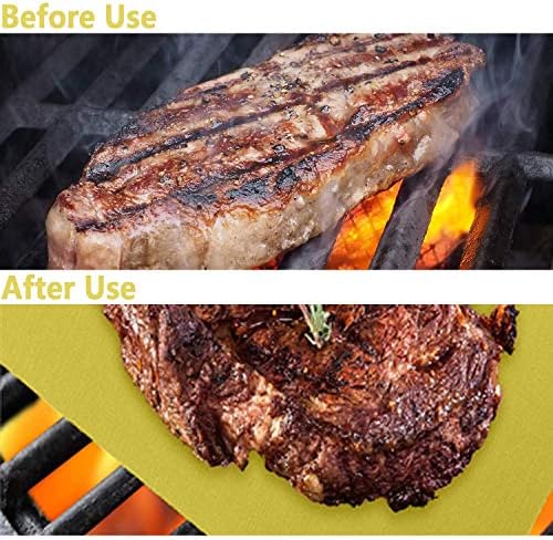 Jrancc Grill Mat,BBQ Sheets 3 packsgo Gold Non Stick BBQ Baking Reusable, Durable, Heat Resistant Barbecue Sheets