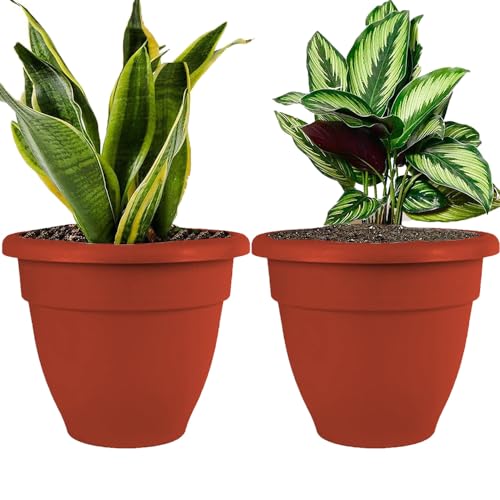 IMAGINEA 18 Inch Plastic Planters Big Size Outdoor Gardening Plant Container for Garden Terrace Balcony Patio Nursery Indoor Large Flower Pots for Home Office Decor (Pack of 2, Red) IMAGINEA 18 Inch Plastic Planters Big Size Outdoor Gardening Plant Container for Garden Terrace Balcony Patio Nursery Indoor Large Flower Pots for Home Office Decor (Pack of 2, Red)