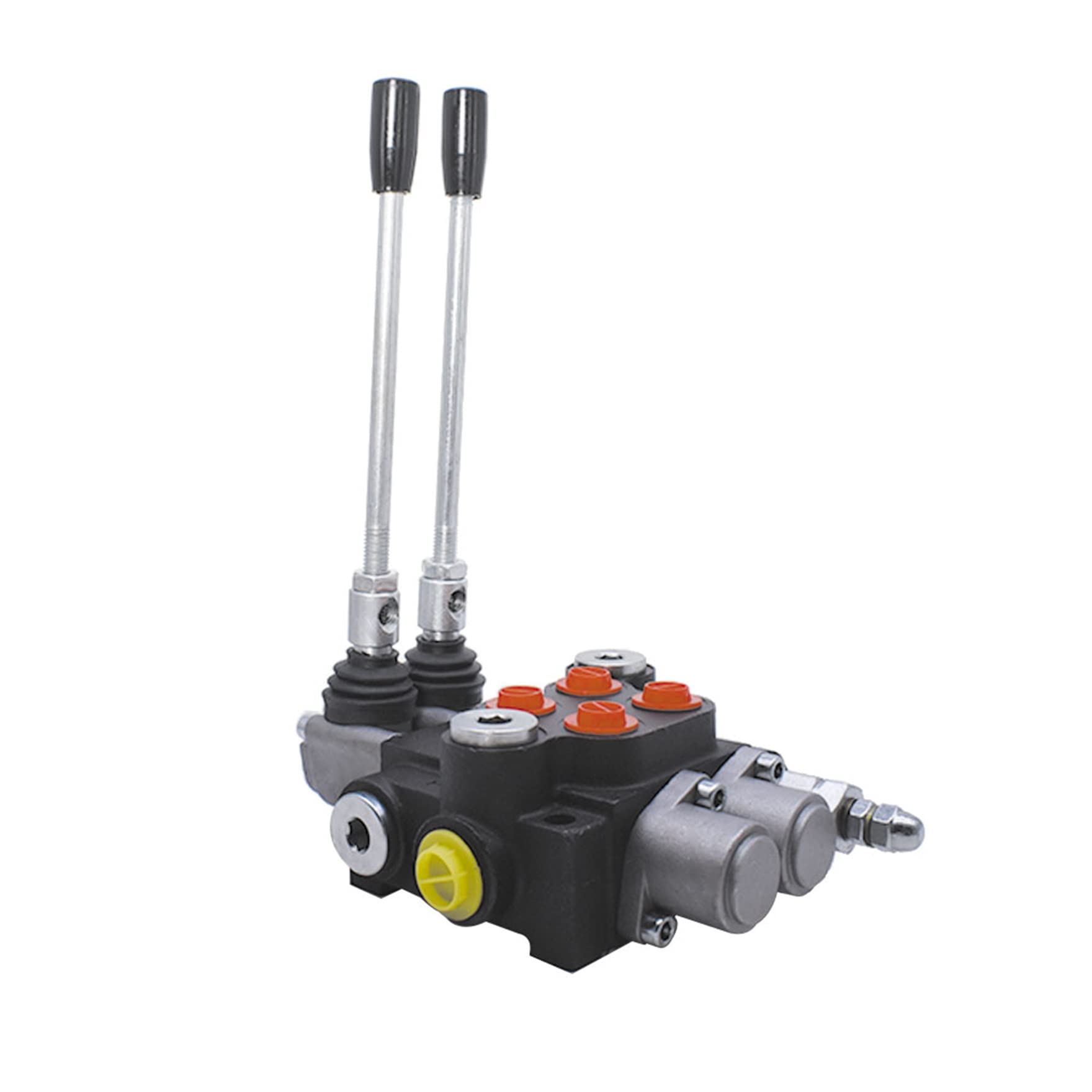 Monoblock-Hydraulik-Wegeventil, 2 Spulen, 13 gpm, hydraulisches Laderventil, SAE-Anschlüsse, 3600 psi, doppeltwirkendes Ventil für kleine Traktoren, Traktoren, Lader, Holzspalter