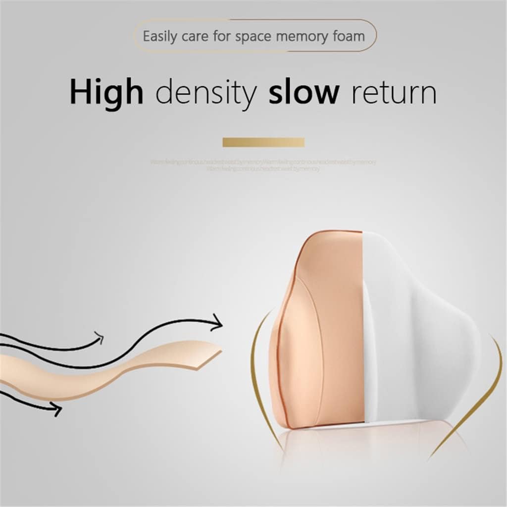 HBJWOV Washable Car Lumbar Support Pillow Memory Foam Seat Waist Support Pillow Soft Waist Back Cushion Travel Pillow Car Accessories(Beige)