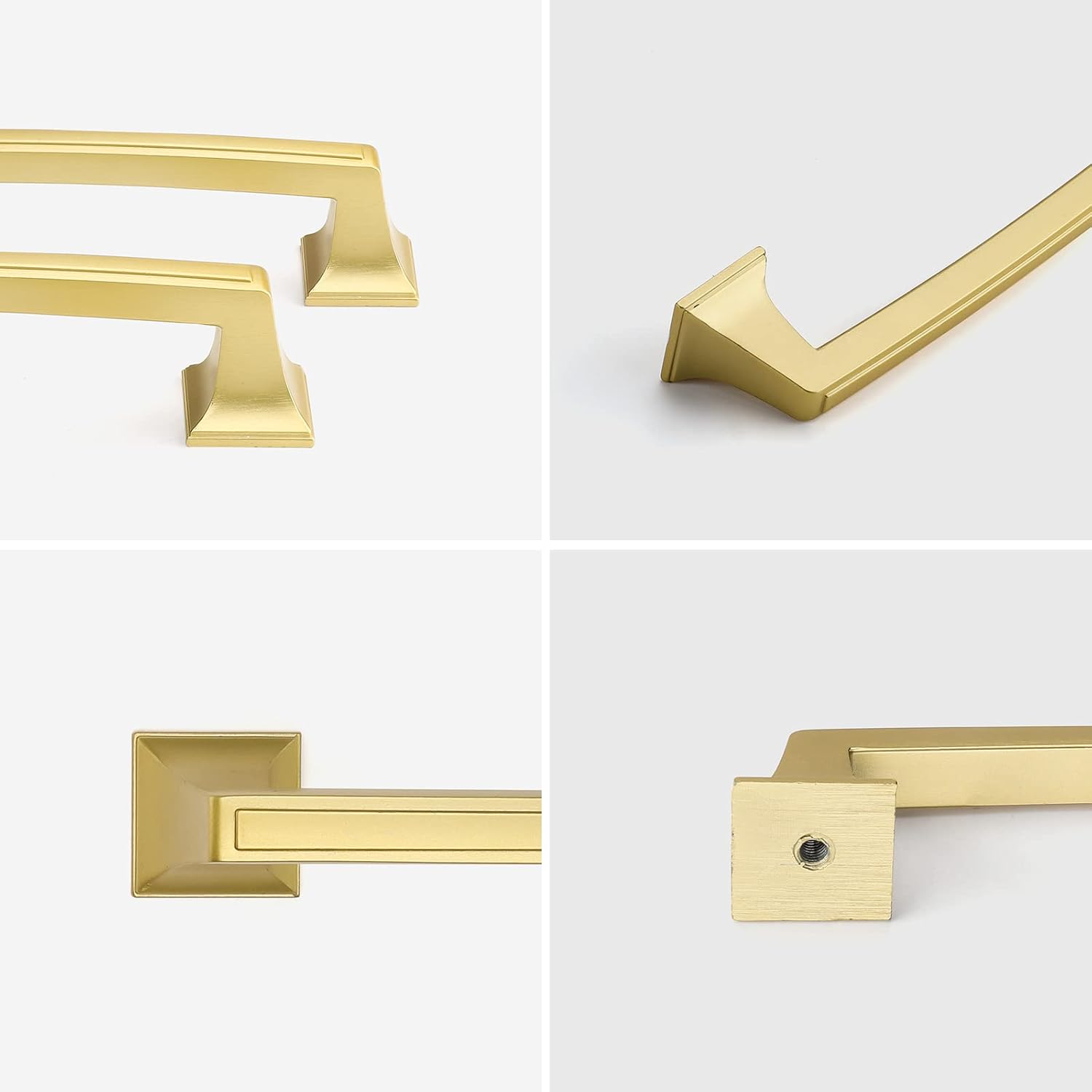 Haidms 25 Pack Gold Drawer Pulls Brushed Gold Cabinet Pulls,3 3/4inch Gold Cabinet Handles Brass Drawer Pulls Vintage, Square Dresser Handles Solid Kitchen Cabinet Handles