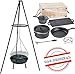 Produktbild ACTIVA Schwenkgrill Grill Dutch Oven Set, Dreibein, Holzkiste, Topf, Pfanne, Grillrost, Gusseisen, Gulaschkessel