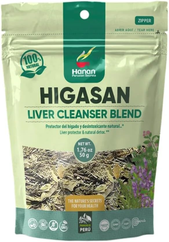 Peruvian Secrets Higasan Herbal Tea | 100% Natural Liver Cleanser | 1.76oz / 50g | Naturally Aids in Cleansing the Liver and Maintaining Healthy Cholesterol Levels - 6 Pack