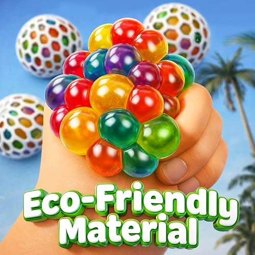 Image of PARTEET 2Pcs Mesh Squishy Stress Ball for Kids & Adults|Non-Toxic , Multicolor Magic Slime Squeeze Ball, Pressure Relief, Anti-Stress & Anxiety|Birhday Return Gifts