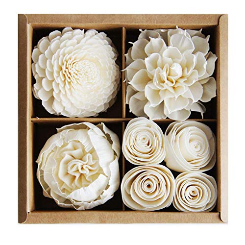 Image of Mixed White Sola Flower with Cotton Wick Diffuser Set Replacement for Home Fragrance by Plawanature