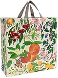 Blue Q Shopper, Orchard. Reusable grocery bag, sturdy, easy-to-clean, made from 95% recycled material, features both hand and shoulder straps, 15'h x 16'w x 6'd