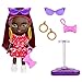 Barbie Extra Mini Minis Doll with Burgundy Hair, Red Ruffle Dress, Sunglasses & Accessories & Stand, 3.25-inch