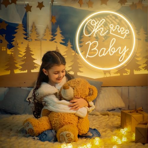 Image of Oh Baby Neon Sign for Wall Decor,Neon Oh Baby Sign Dimmable USB Powered, Oh Baby Light Up Sign for Baby Shower Decorations, Birthday Party, Wedding Decor, Warm White