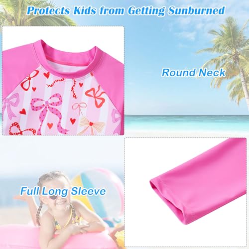 Image of TUONROAD Girls 2 Pieces Rash Guard Swimsuit Long Sleeve Tankini for 4-10 Years