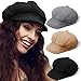 3 Pcs Women Newsboy Cap Adjustable Winter Warm Hats Visor Beret Soft Wool Fashion Vintage Hat Octagonal Cap(Light Grey, Camel, Black)