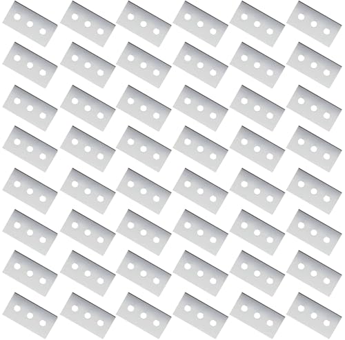 48 Stück Ceranfeldschaber Klingen Doppelseitige Schaberklingen Kochfeldschaber Ceranfeld Ersatzklingen Kratzer mit Drei Löchern für Glasschaber und Kochfeld Schaber