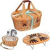 Natürliche Handarbeit und stabile Konstruktion – aus ausgewählter hochwertiger Weide + Massivholz + robuste Hardware + viele Jahre erfahrene Arbeiter, unser Picknickkorb ist stark und langlebig für lange Nutzungsdauer. Dieses Picknickkorb-Set wird Ihr Picknickerlebnis so viel besser machen. Sie brauchen dieses! Es ist so schön und sehr nützlich