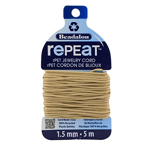 Beadalon Recycled Plastic Bracelet Cord - 1.5 mm, Sand, 5 m