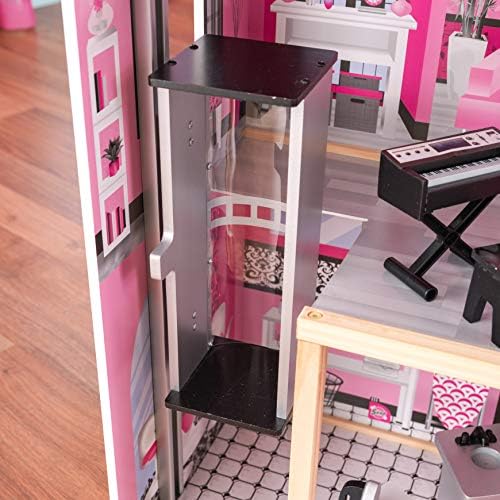 KidKraft 65826 Sparkle Mansion Wooden Dolls House with Furniture and Accessories Included, 3 Storey Play Set for 30 cm/12 Inch Dolls, Pink