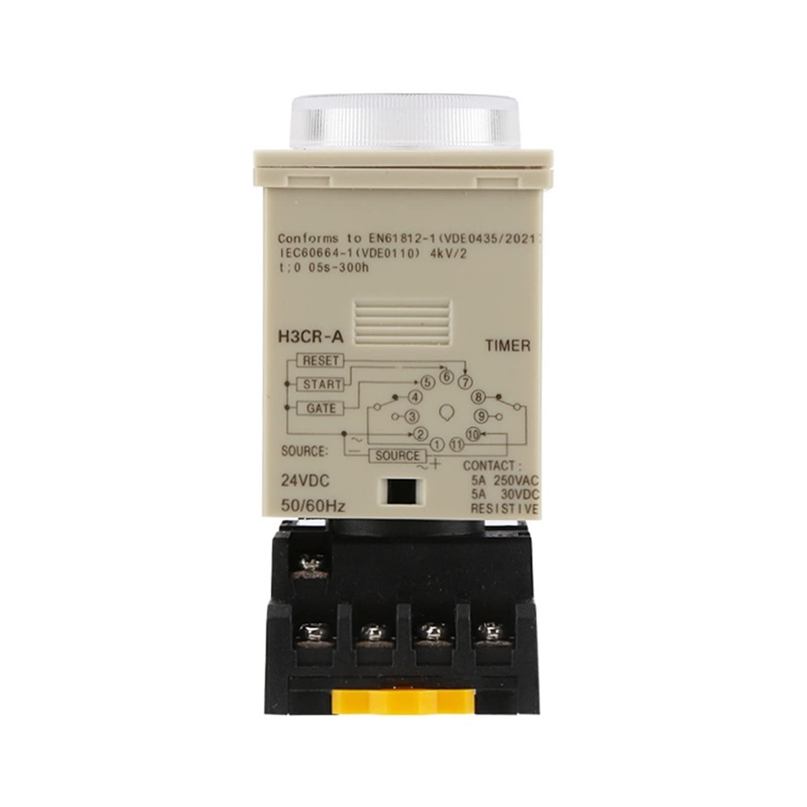 AC100-240V H3CR-A Zeitrelais 1,2 s bis 300 h 50/60 Hz 11PIN Ein- und Ausschaltverzögerungszeitrelais 24 V 12 V mit Sockel PF113A Elektronisches Zubehör (Size : 12VDC)