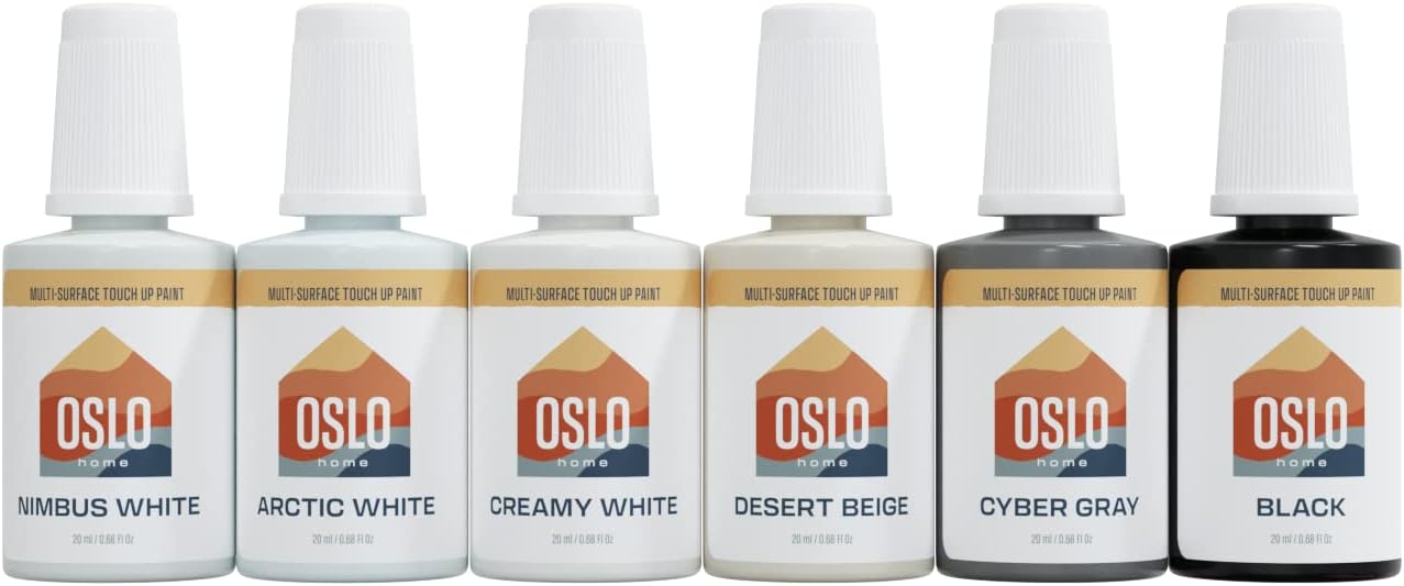 Multi-Pack Porcelain Touch Up Paint– 6 Most Popular Colors - Whites + Other, Made in USA, w/Brush in Bottle, Self-Priming, for Appliances + Bathroom Fixtures, Sinks, Tile, Metal & More