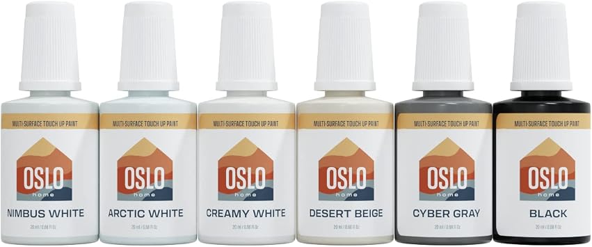 Multi-Pack Porcelain Touch Up Paint 6 Most Popular Colors - Whites + Other, Made in USA, w/Brush in Bottle, Self-Priming, for Appliances + Bathroom Fixtures, Sinks, Tile, Metal & More
