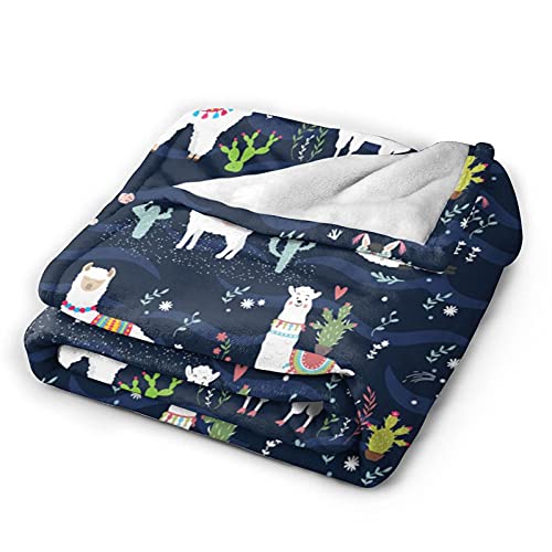 Cute Llama Soft Warm Throw Blanket Lightweight Flannel Fleece Bed Blanket Gift For Girls Boys Men Women Chair Couch 60"X50" #TOP2