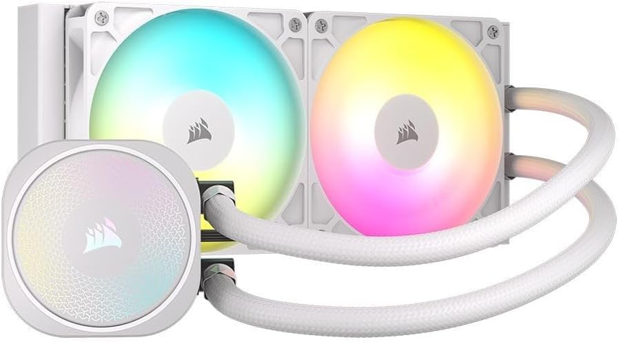 CORSAIR Nautilus 240 RS ARGB Liquid CPU Cooler – 240mm AIO – Low-Noise – Direct Motherboard Connection – Daisy-Chain – Intel LGA 1851/1700, AMD AM5/AM4 – 2X RS120 ARGB Fans Included – White