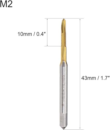 Vista 14 de uxcell Tapón de punta en espiral roscado M6 x 1 rosca, roscas de tierra H2 3 flautas, acero de alta velocidad HSS 6542, recubierto de titanio
